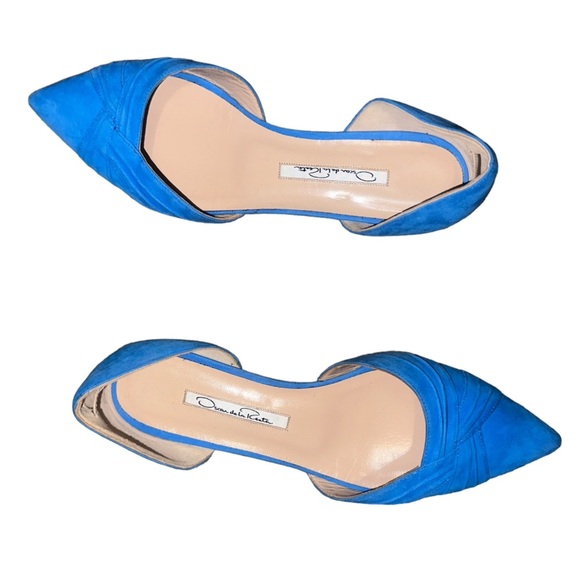 Oscar de la Renta Women’s Blue Suede Pointed Toe Flats Size 37 - Picture 3 of 6